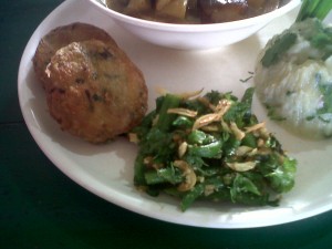 Jaut potato chops and dry fry beans